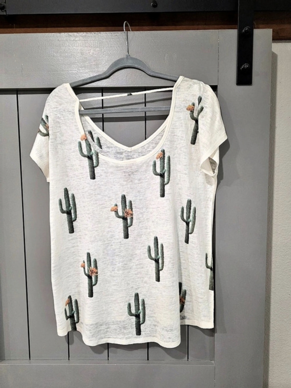 Wrangler Cactus Print Short Sleeve Sweater